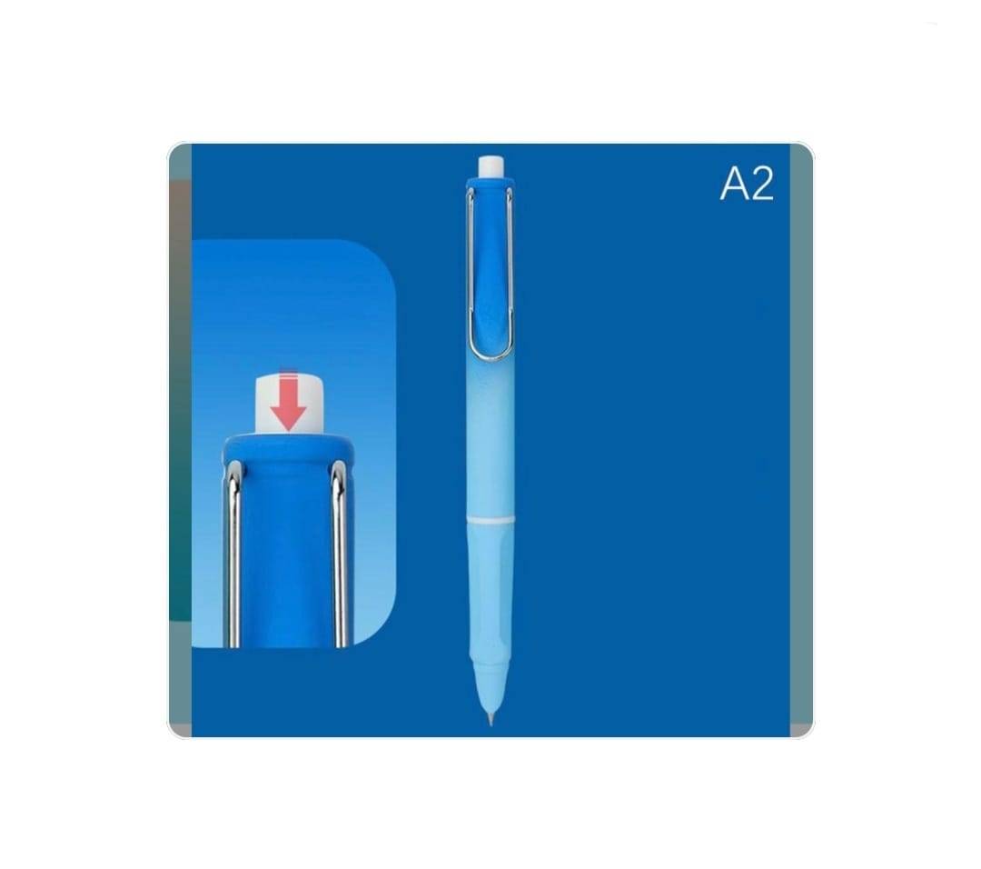 1 Pix tip apăsare stilou caligrafie, scoala, multifuncțional, 0,38 mm, albastru