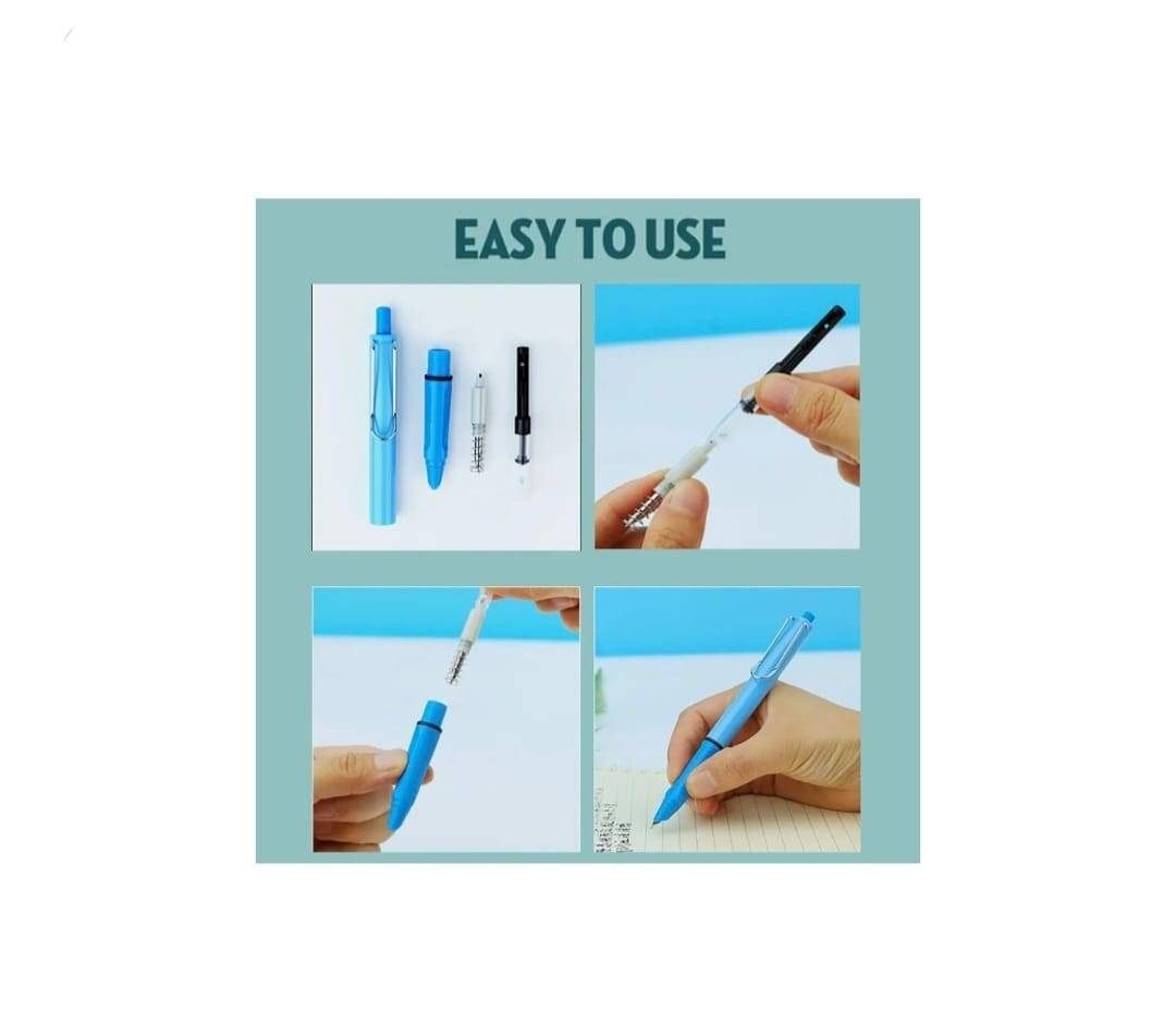 1 Pix tip apăsare stilou caligrafie, scoala, multifuncțional, 0,38 mm, albastru