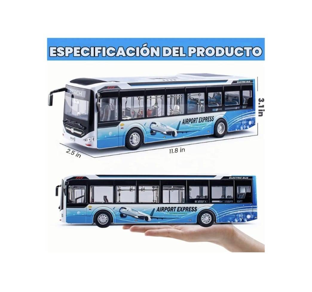 Autobuz metalic, Urban , electric, usi mobile, scara 1:42, lumini si sunete, alb/albastru, 29 cm