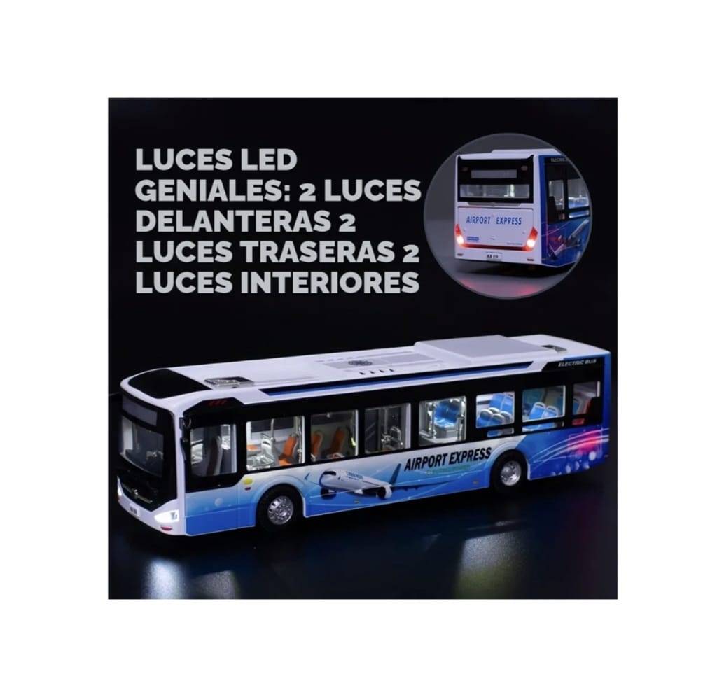 Autobuz metalic, Urban , electric, usi mobile, scara 1:42, lumini si sunete, alb/albastru, 29 cm