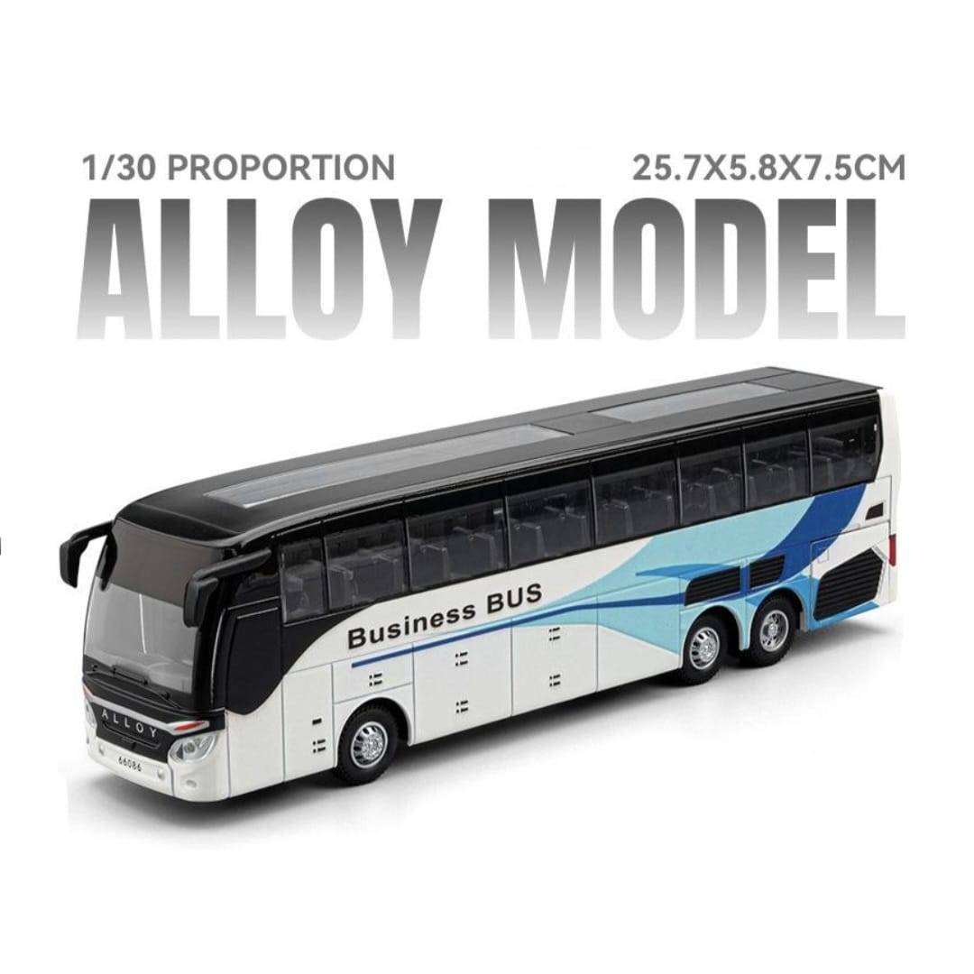 Autobuz metalic, Urban, electric, usi mobile, scara 1:42, lumini si sunete, alb/blue, 29 cm