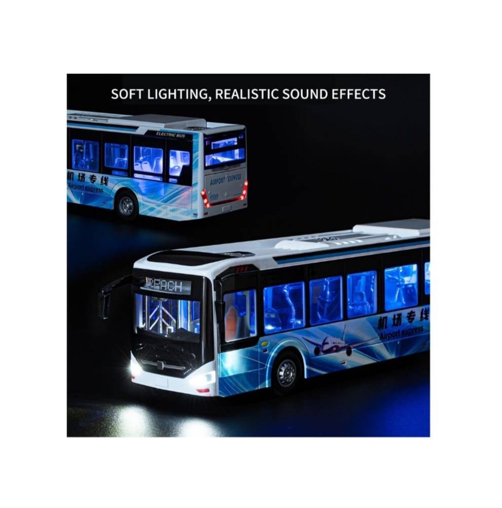 Autobuz metalic, Urban , electric, usi mobile, scara 1:42, lumini si sunete, alb/multicolor, 29 cm