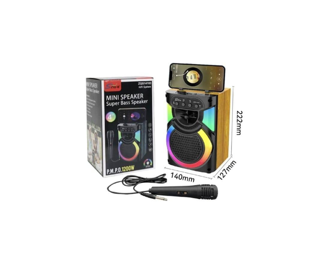 Boxa portabila bluetooth, putere 1200W, negru, 22 cm