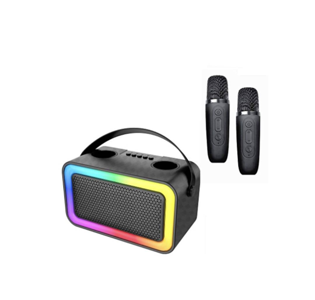 Boxa portabila cu 2 microfoane, Mini Karaoke, negru, 28 cm