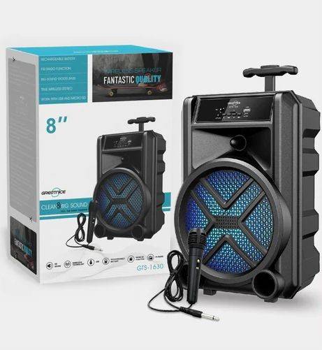 Boxa Portabila Wireless GTS 1630, difuzor 8, Microfon inclus, HD Audio, Suport SD Card, USB, FM Radio, Negru