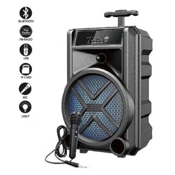 Boxa Portabila Wireless GTS 1630, difuzor 8, Microfon inclus, HD Audio, Suport SD Card, USB, FM Radio, Negru