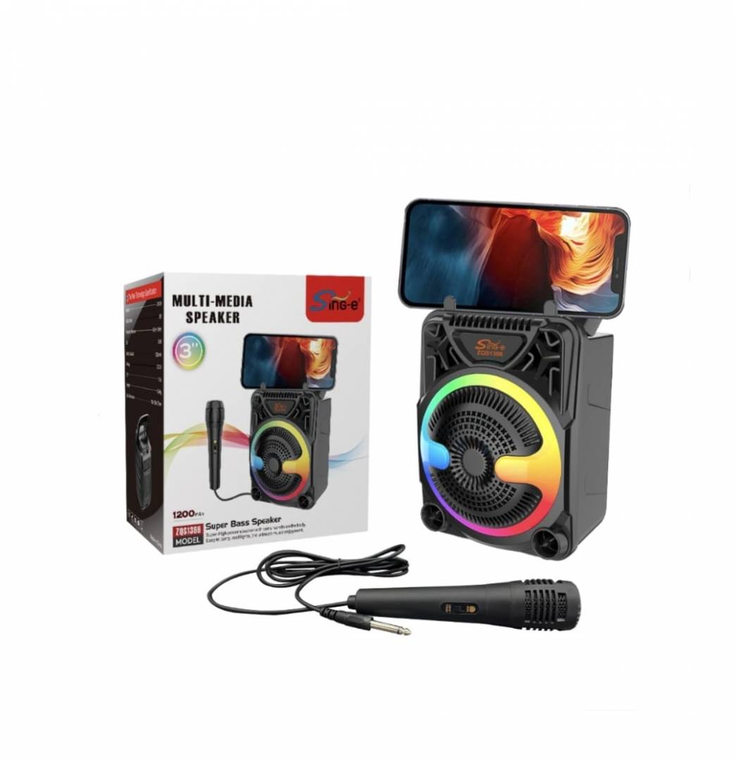 Boxa Portabila ZQS1366 BT FM, microfon, 24W P.M.P.O, suport telefon, radio, bluetooth, usb, 16.2 cm