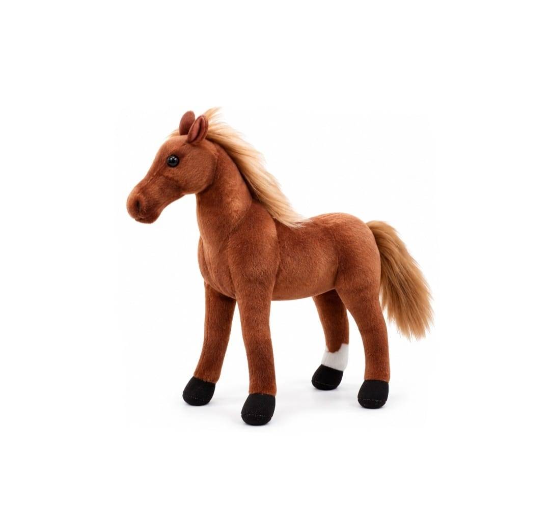 Cal de pluș realist, jucărie moale pentru copii, maro, 65 cm
