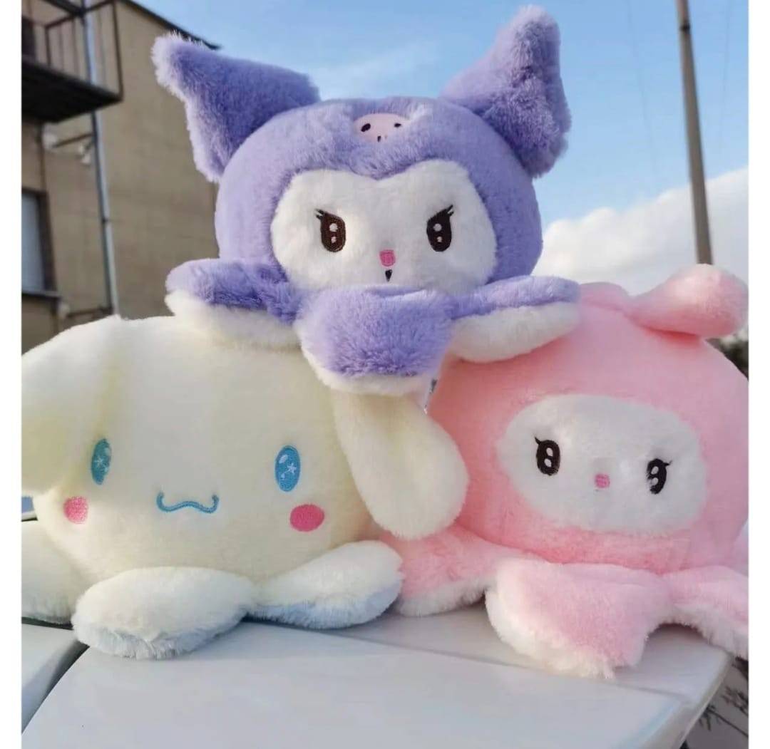  Caracatita de plus, tip Kuromi Sanrio, alb, 22 cm