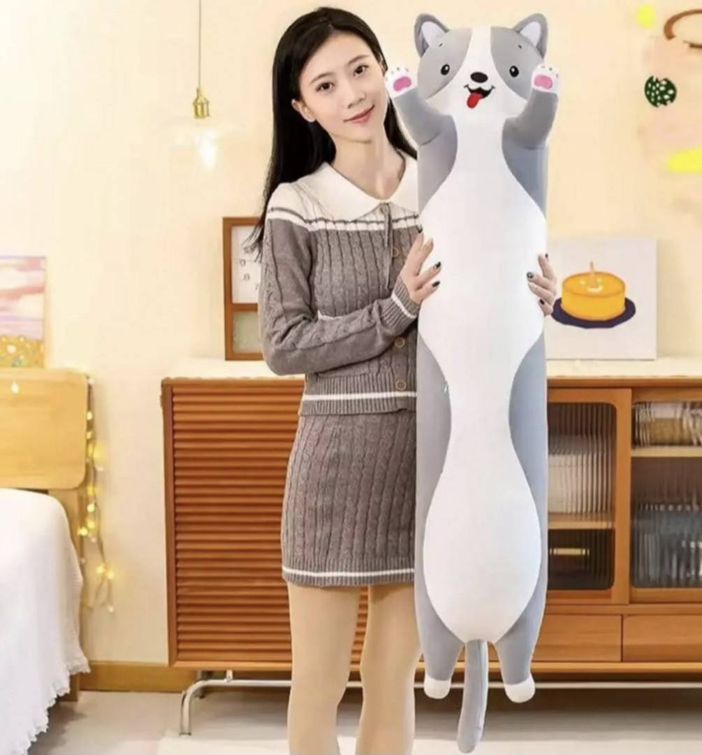 Catel de plus, tip perna, gri/alb, 100 cm