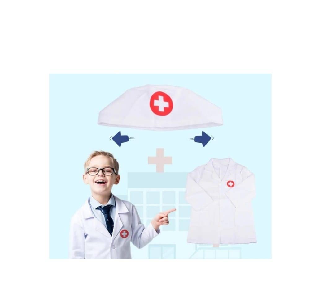 Costum de Doctor pentru copii, set rol, alb, 3 ani - 4 ani