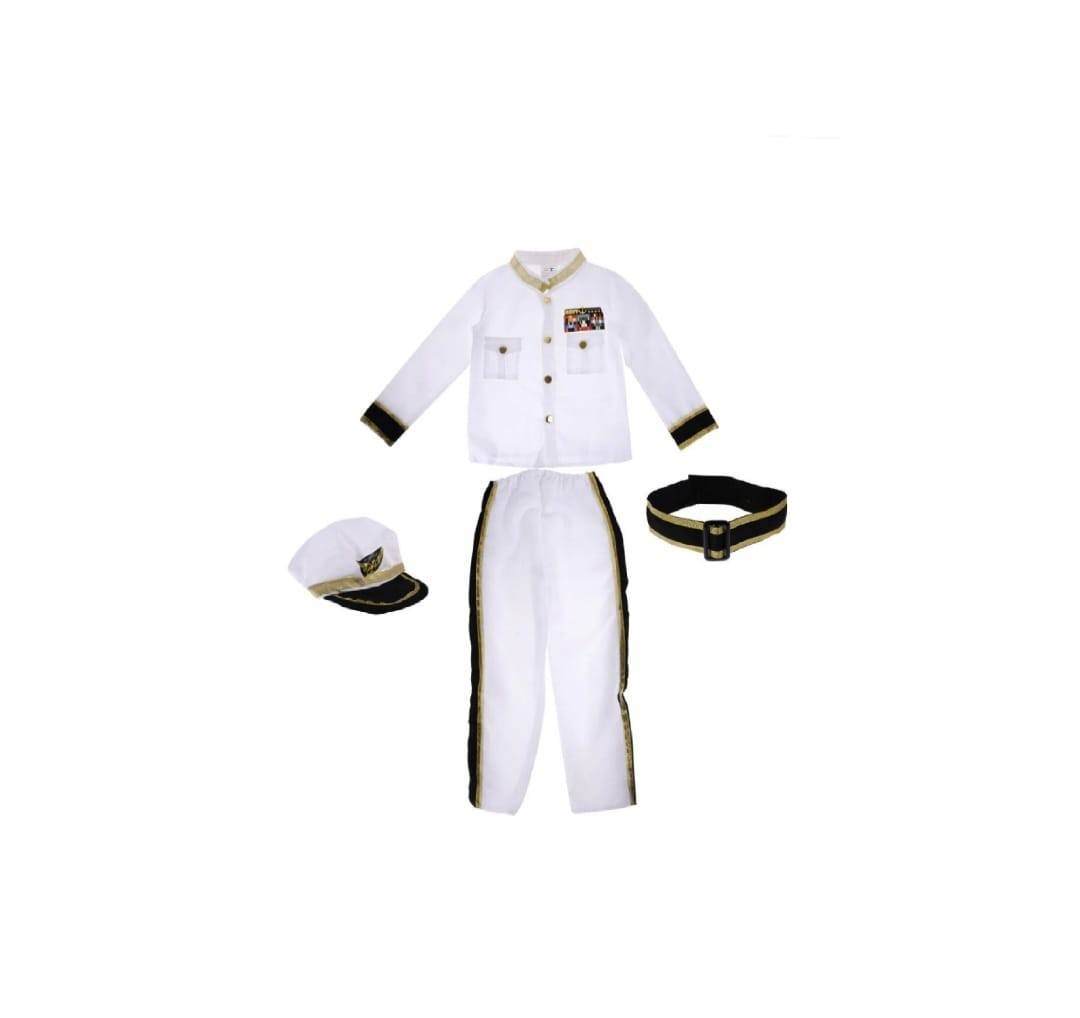 Costum pentru copii, Model Marinar Capitan, alb, marimea 3 ani - 8 ani