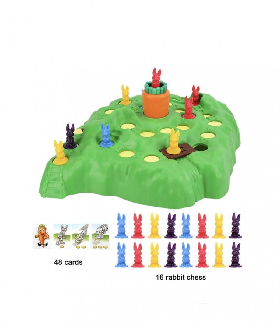Cursa Iepurasului Board Game, Funny Bunny, 16 iepurasi, multicolor, 4 ani+