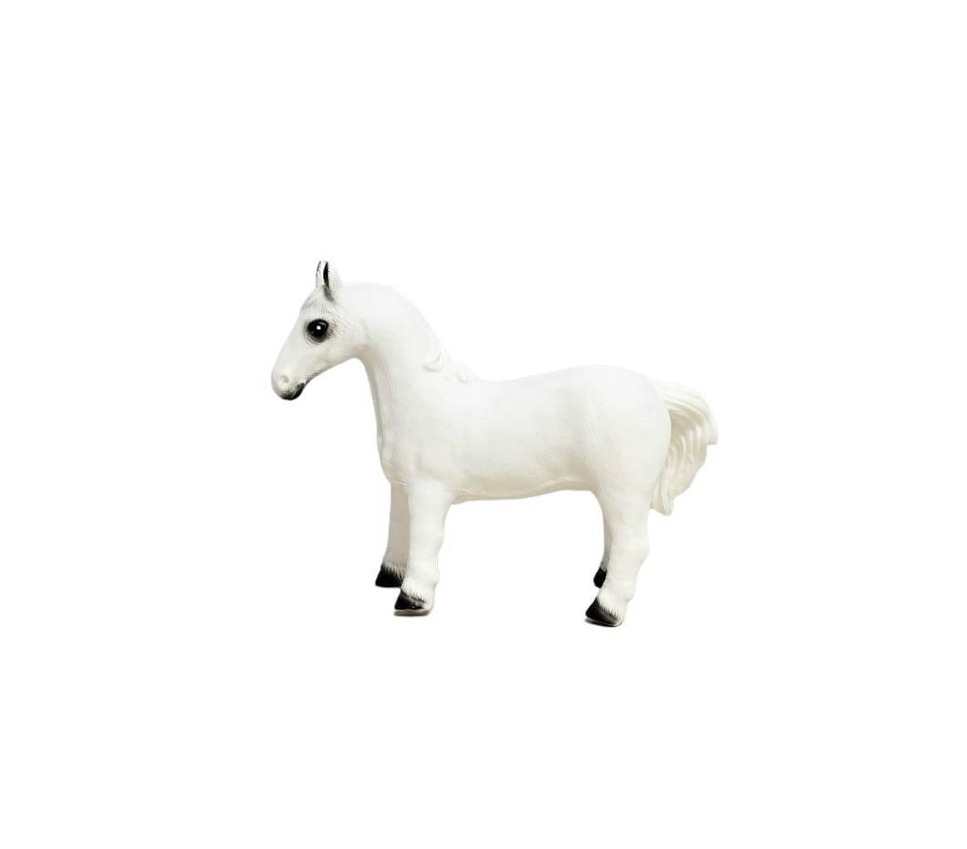 Figurina Cal, realist, alb, 25 cm