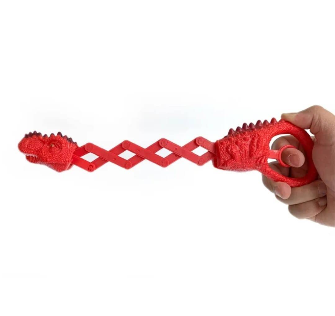  Figurina cap Dinozaur cu brat telescopic, rosu, 20 cm - 30 cm