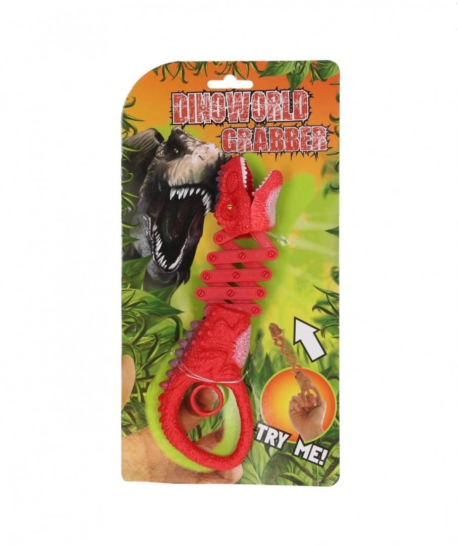 Figurina cap Dinozaur cu brat telescopic, rosu, 20 cm - 30 cm