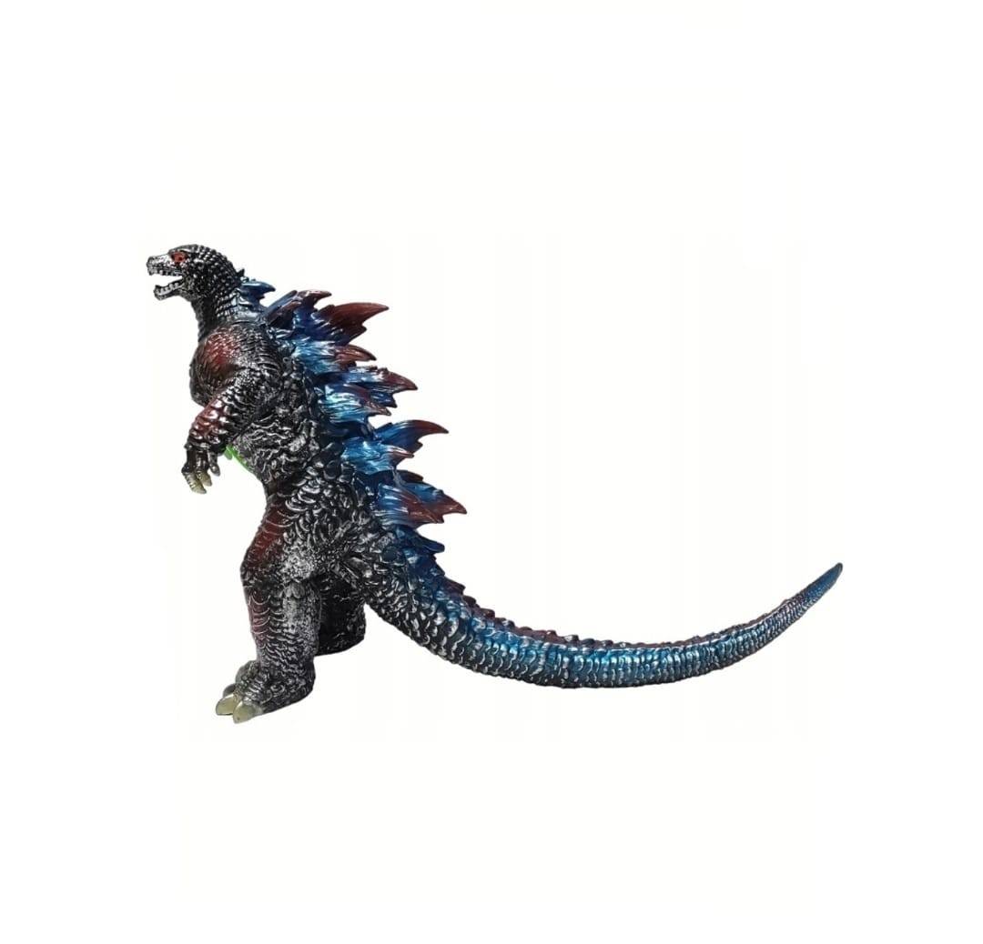Figurina Godzilla, realist, sunete specifice de dinozaur, cu baterii din cauciuc moale, albastru, 56 cm