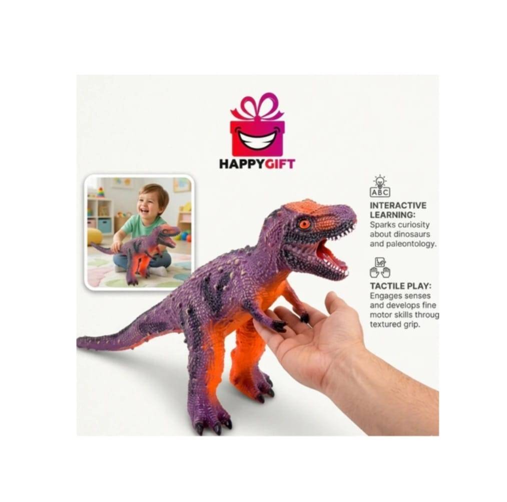 Figurina Tyrannosaurus Rex, T Rex, realist, sunete specifice de dinozaur, cu baterii din cauciuc moale, multicolor, 50 cm
