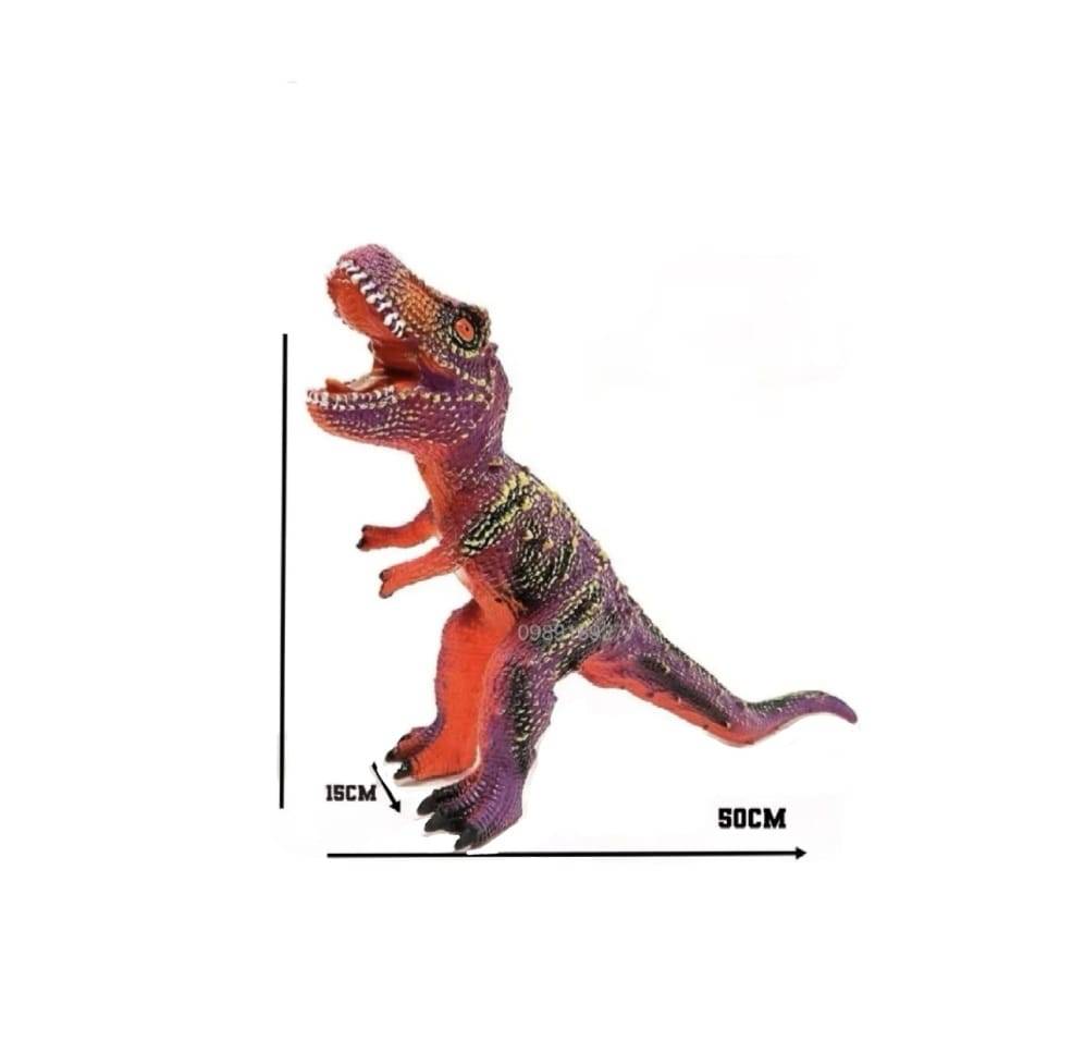 Figurina Tyrannosaurus Rex, T Rex, realist, sunete specifice de dinozaur, cu baterii din cauciuc moale, multicolor, 50 cm