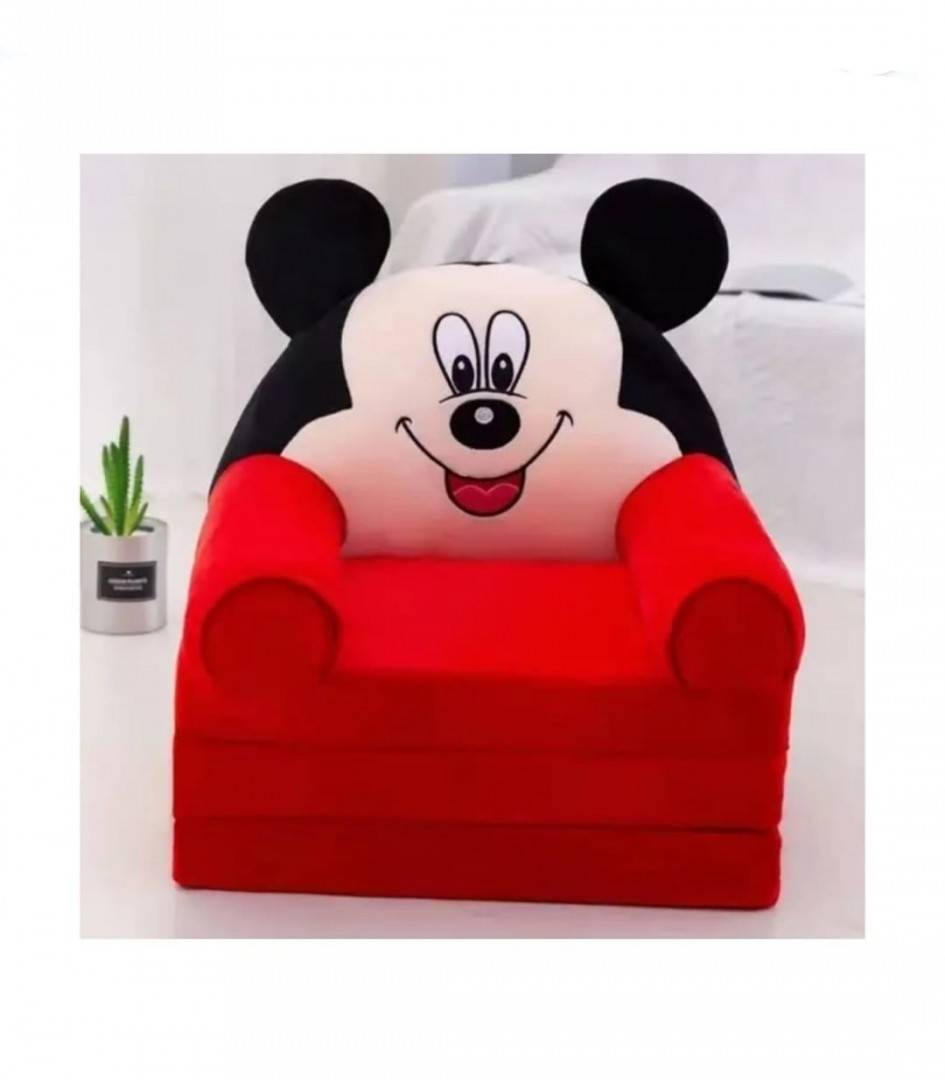 Fotoliu extensibil pentru copii, Mickey, 3 placi, negru/rosu, 160 cm, 3 ani - 7 ani