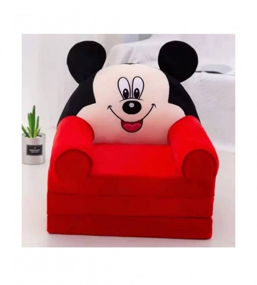 Fotoliu extensibil pentru copii, Mickey, 3 placi, negru/rosu, 160 cm, 3 ani - 7 ani