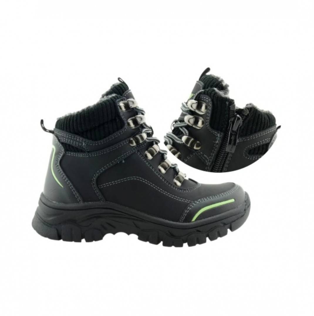 Ghete imblanite pentru baieti, Apawwa GD502, black, 32 EU - 37 EU