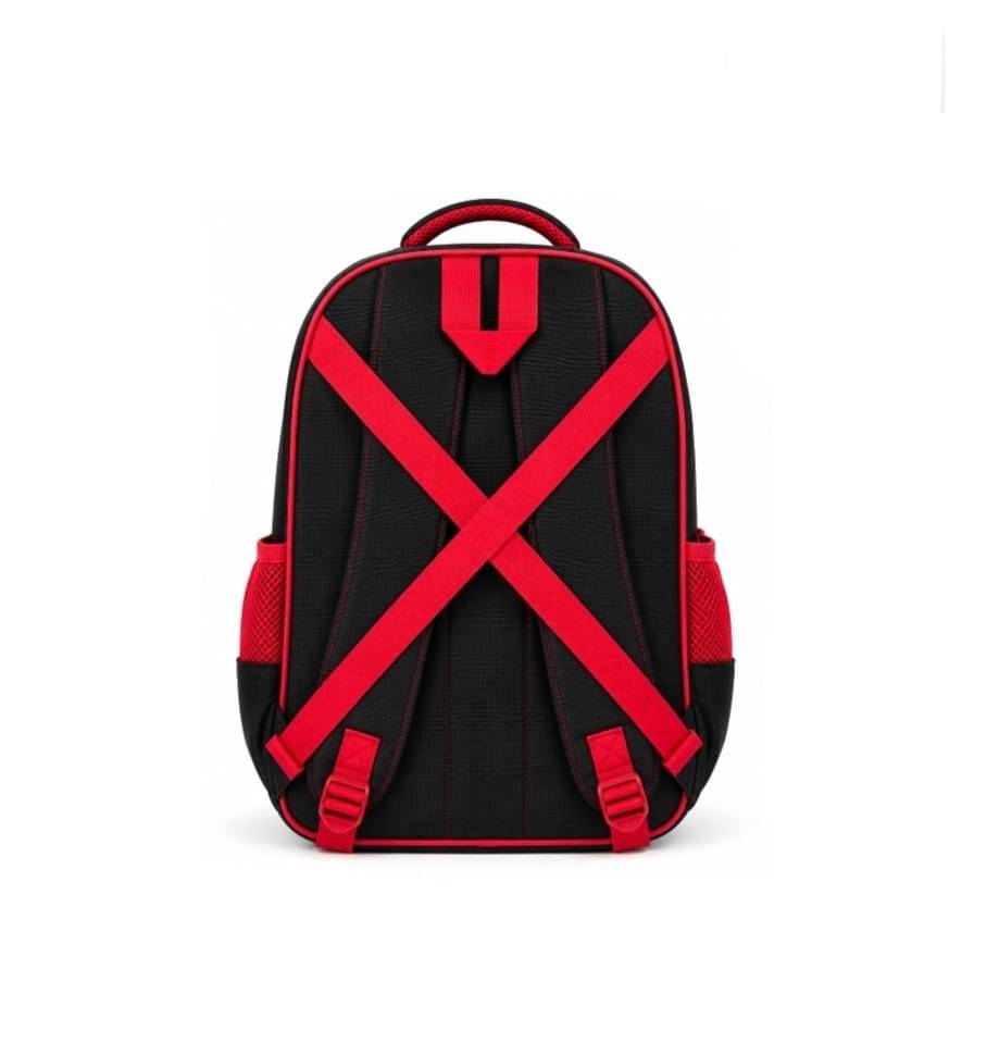 Ghiozdan scolar pentru baieti, model Masinute, 3D, rosu/multicolor, 6 ani - 8 ani, 37 x 28 x 15