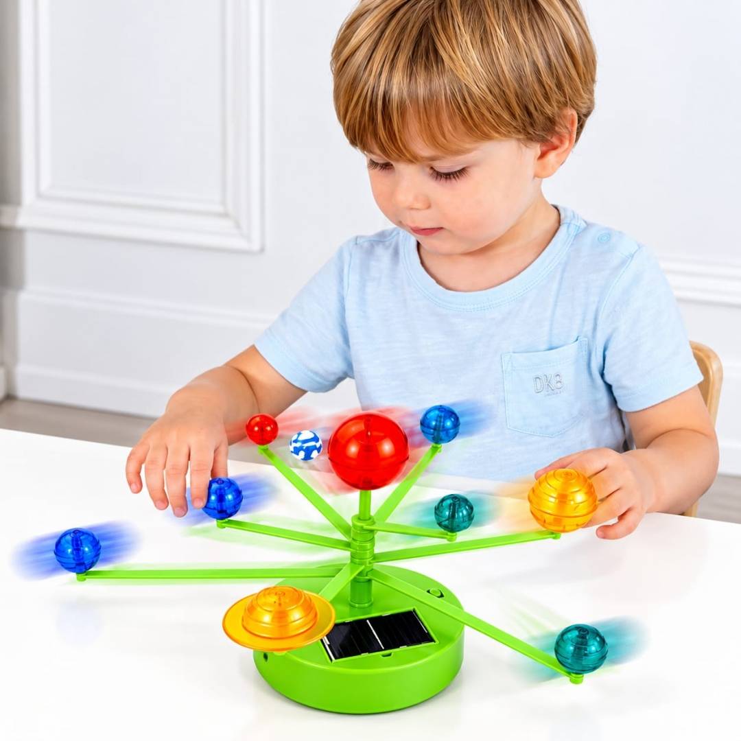 Joc educativ copii, Kit STEM cu energie solara si 8 planete, multicolor, 8 ani+