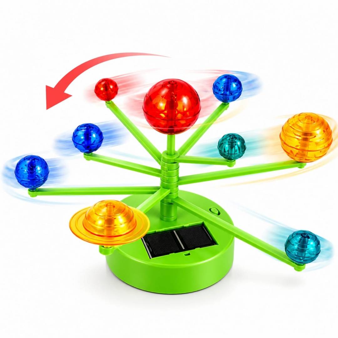 Joc educativ copii, Kit STEM cu energie solara si 8 planete, multicolor, 8 ani+