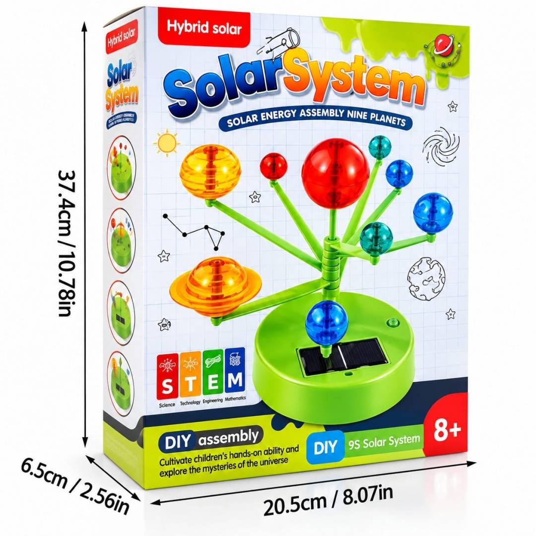 Joc educativ copii, Kit STEM cu energie solara si 8 planete, multicolor, 8 ani+