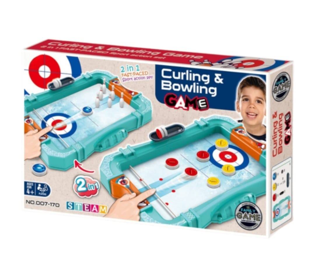  Joc pentru copii, 2 in 1 - Bowling & Curling Game, multicolor