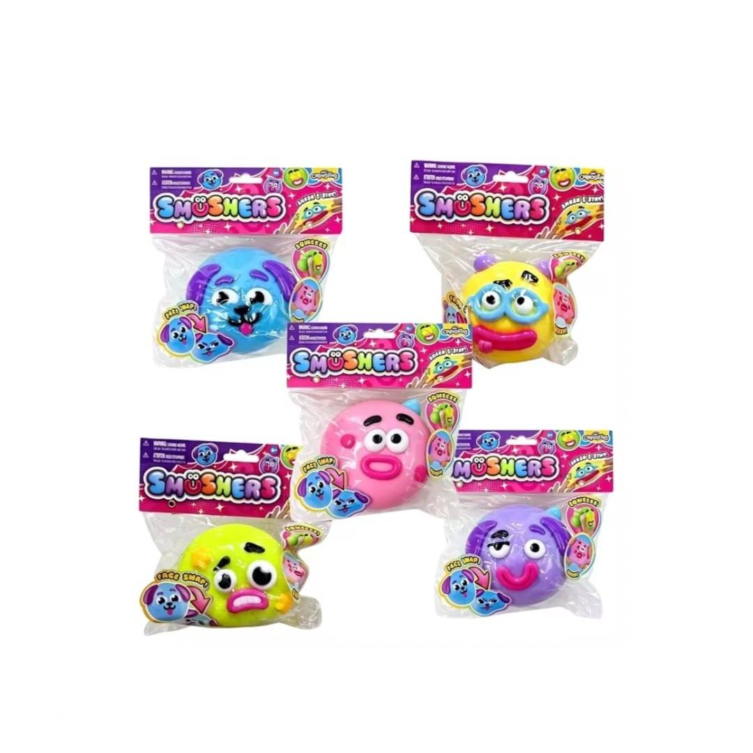 Jucarie antistres, Smash Face squishy, Smushers, Fata Poznasa, MASHASHOP, 1 buc, multicolor, 12 cm