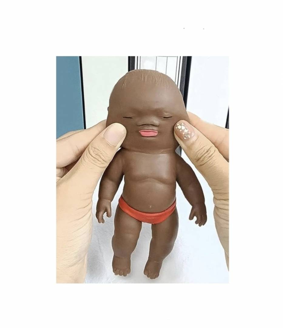Jucarie antistres, Squishy Papusa Natasha, Ugly Doll, negru, 12 cm