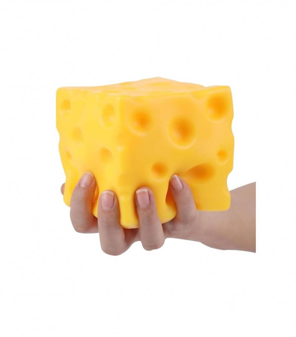 Jucarie antistres, Sqweezy Super Cheese, design realist, textura moale, 10 cm