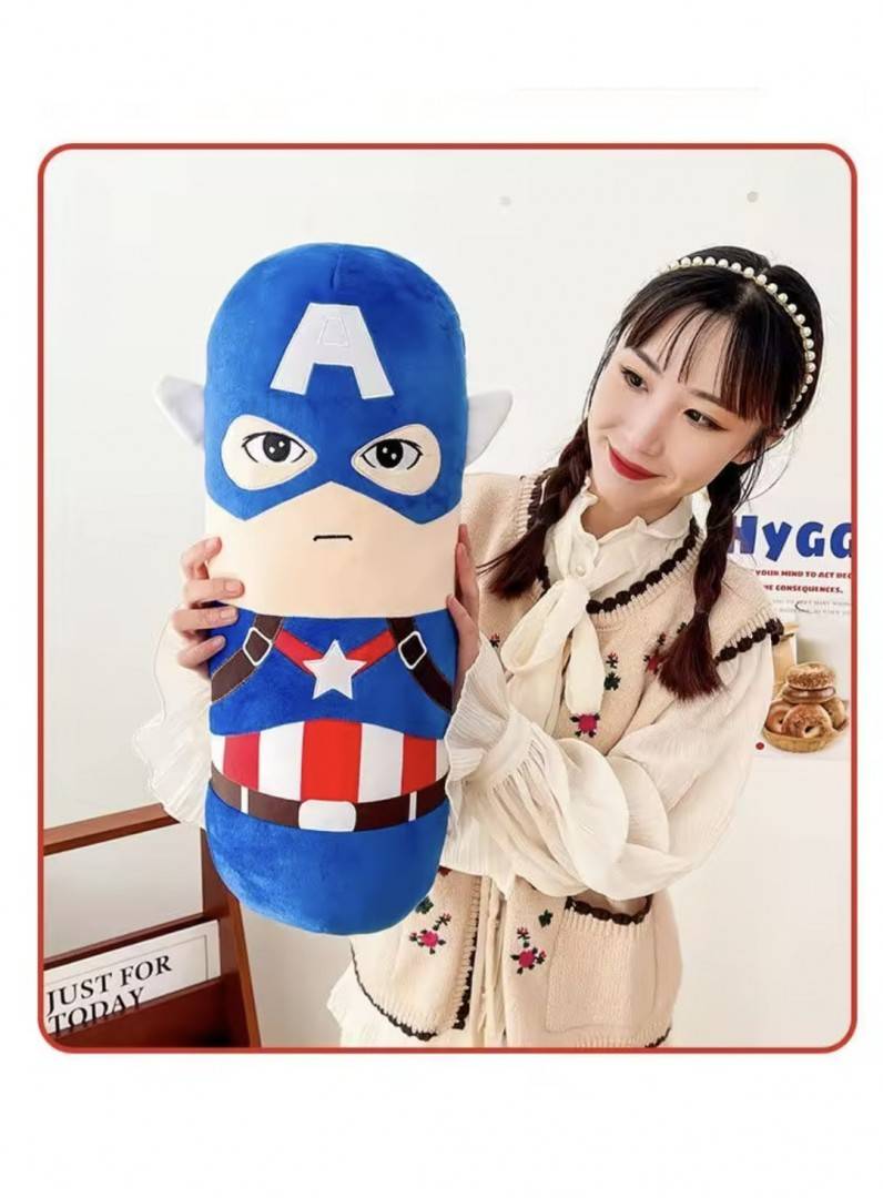 Jucarie de plus, Captain America, tip perna, albastru, 50 cm
