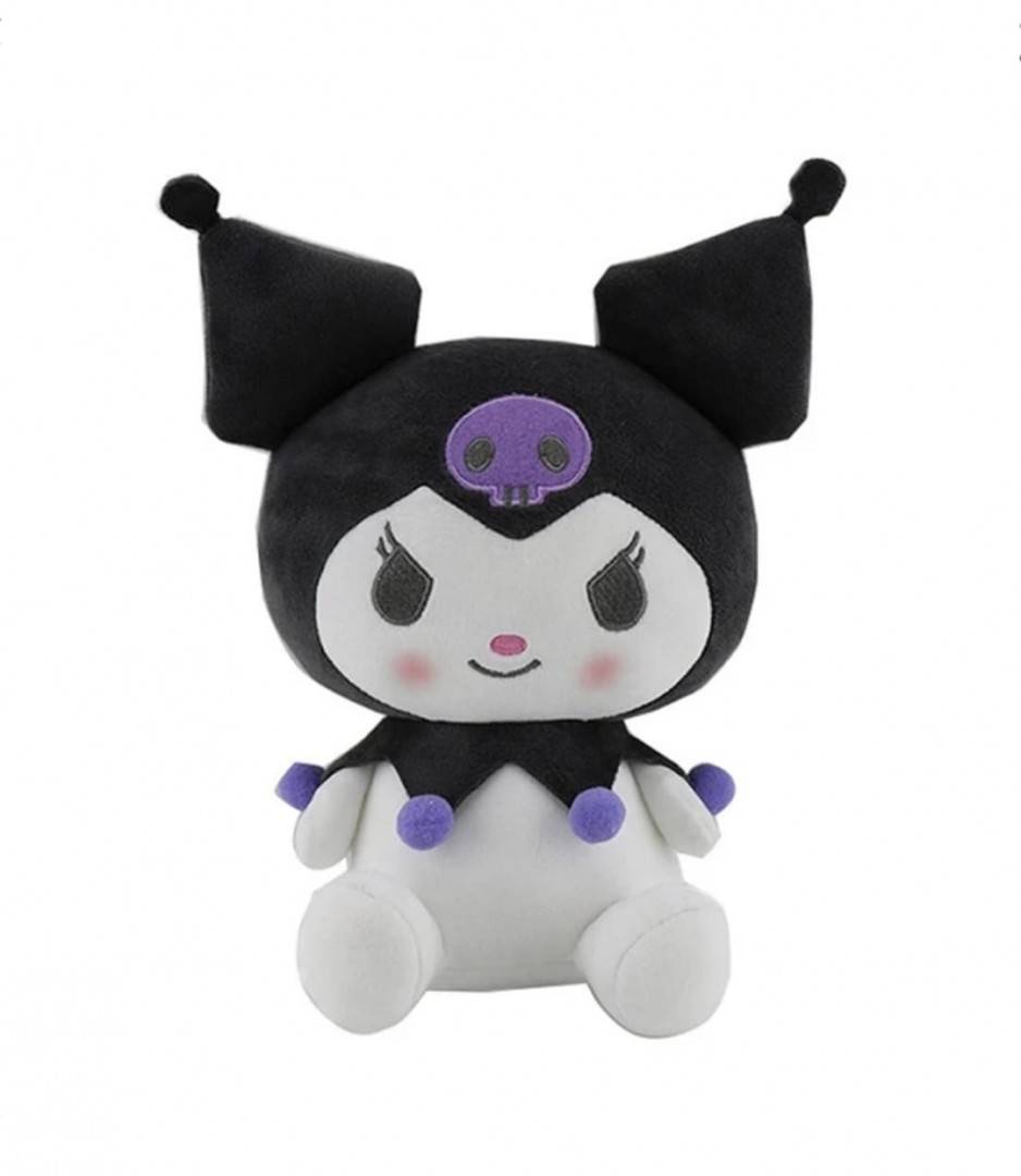 Jucarie de plus, Papusa Japoneza Sanrio Kuromi, seria Hello Kitty, tip breloc, multicolor, 12 cm