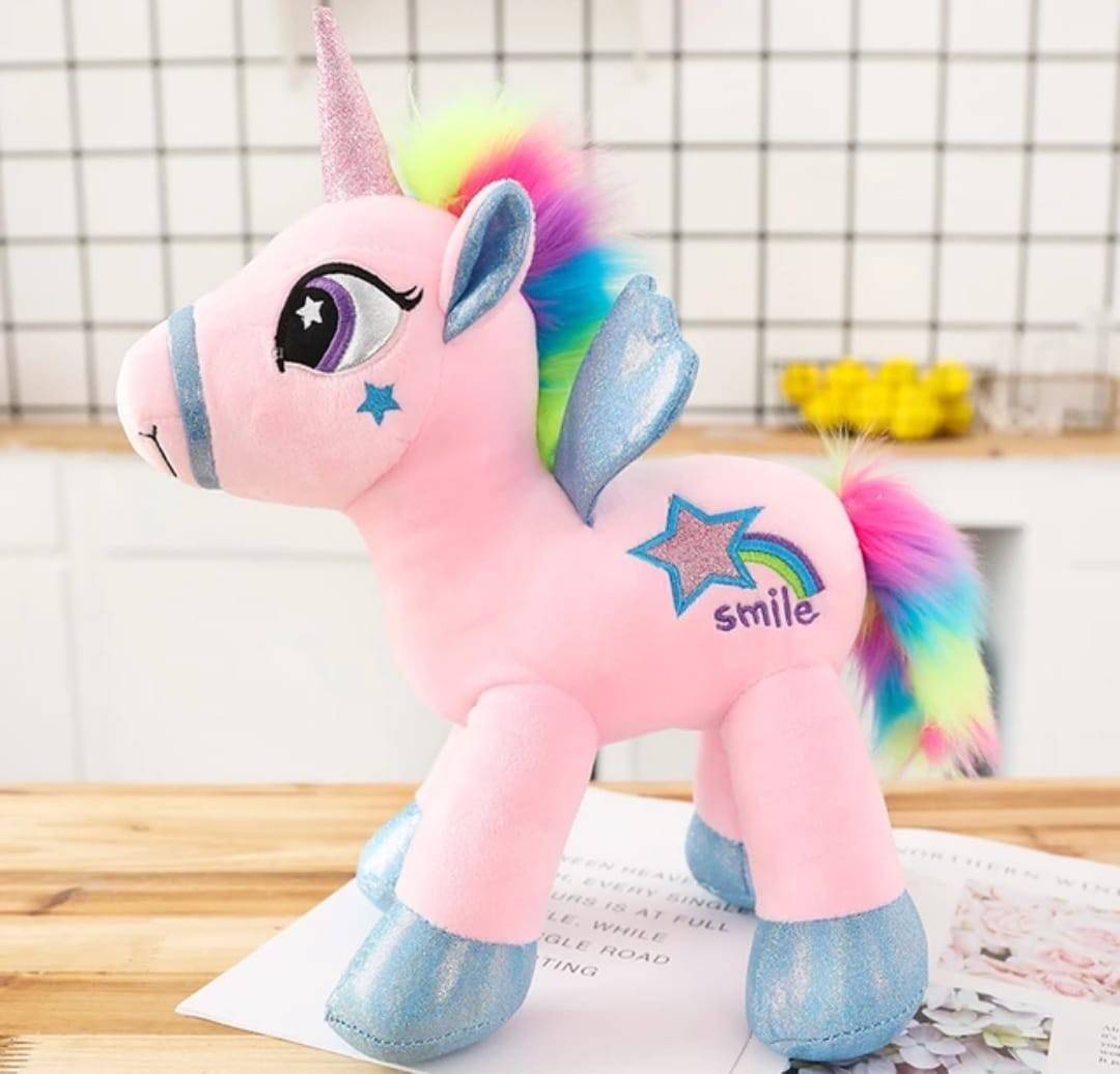 Jucarie de plus, Unicorn, roz, 40 cm