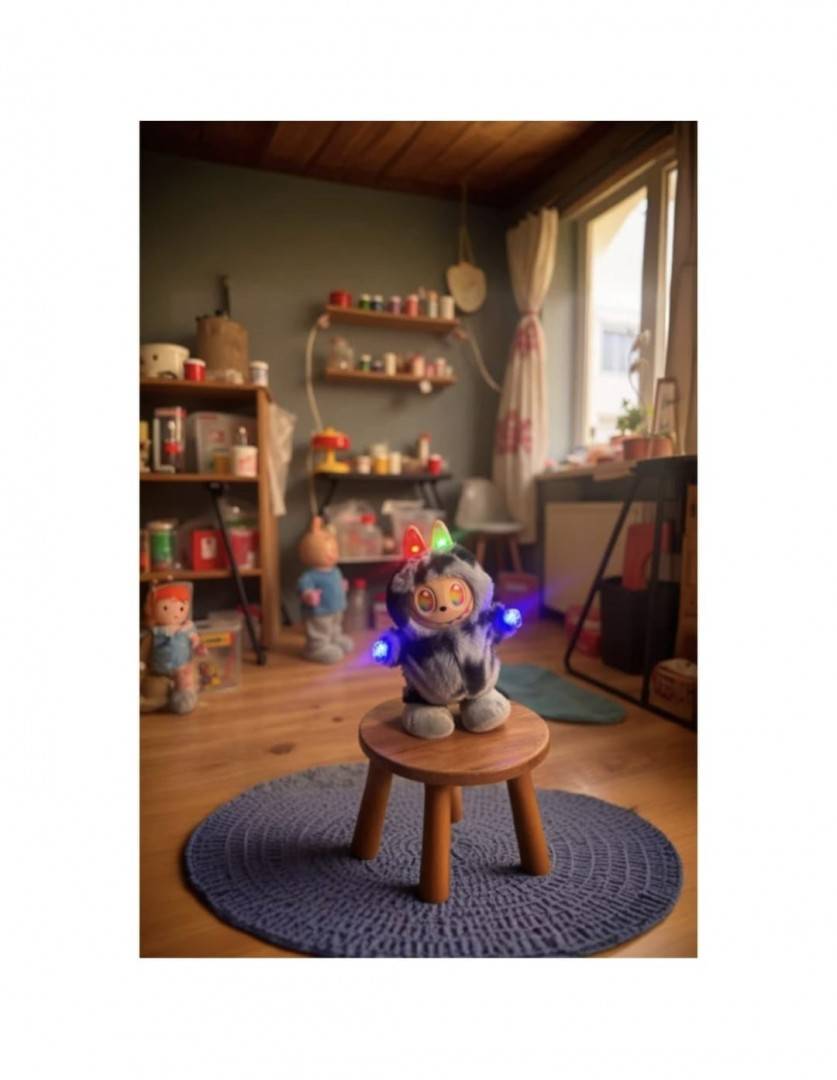 Jucarie interactiva, MASHASHOP, Labubu, maro, 23 cm