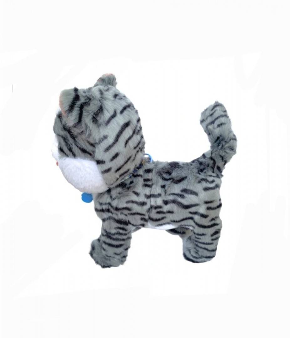 Jucarie interactiva, Pisicuta cu lesa, MASHASHOP, merge, sunet, miauna, multicolor, 30 cm
