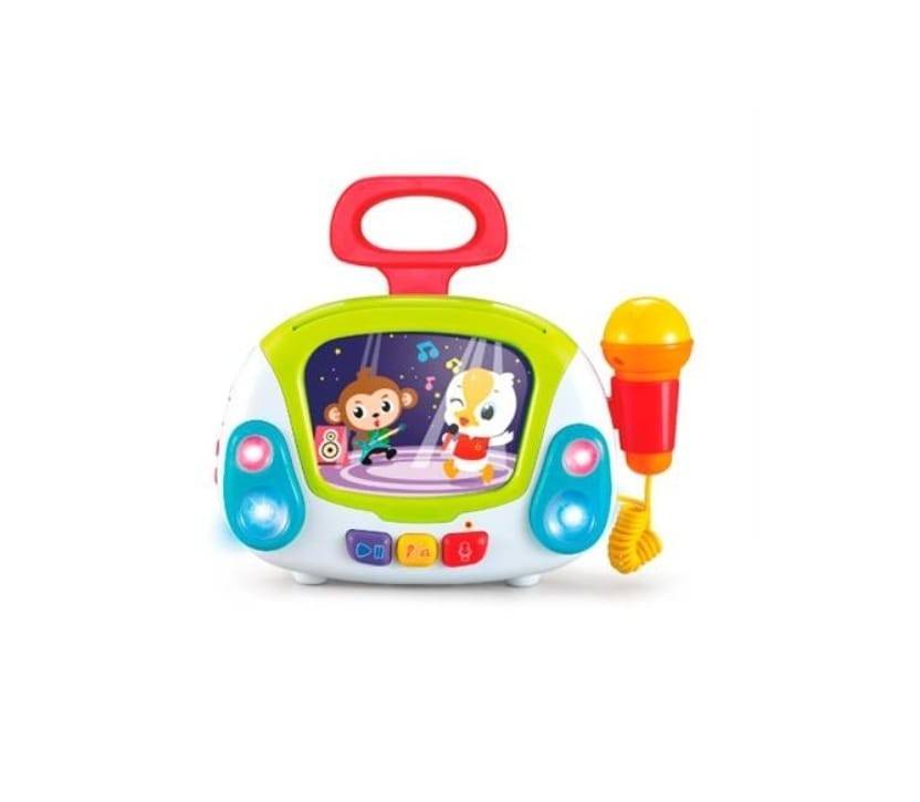  Jucarie interactiva, Primul Meu Karaoke, microfon, 9 melodii, Hola, sunete si lumini, multicolor, 25 cm, 24 luni+