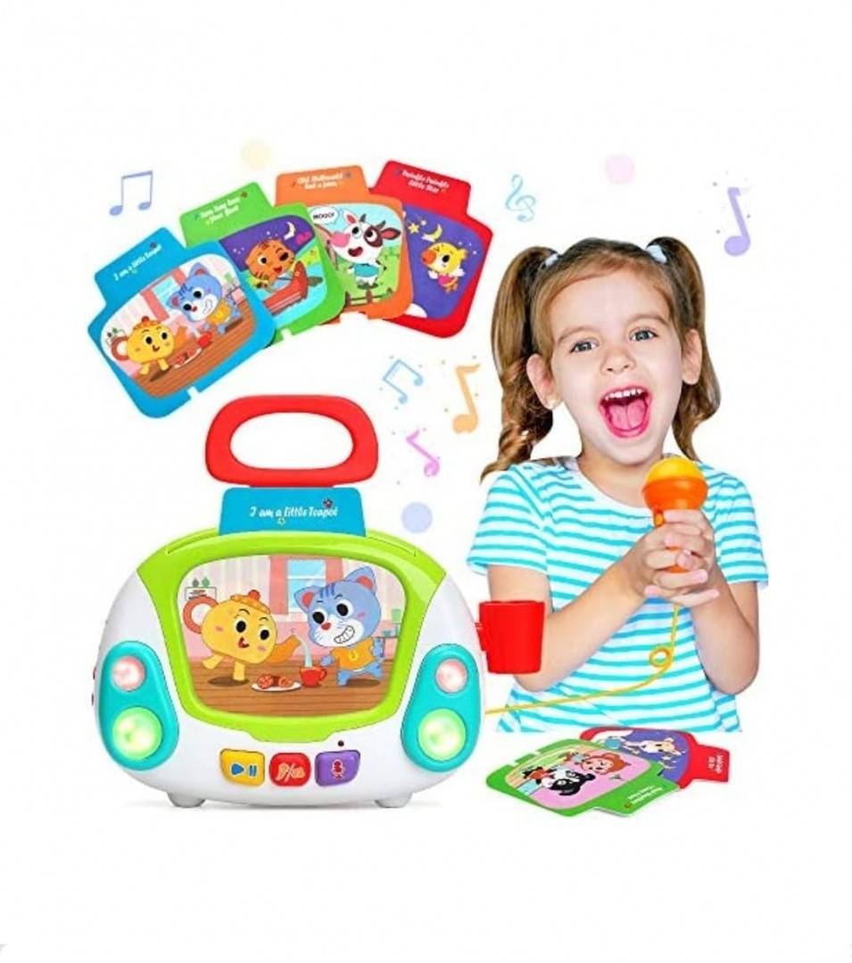  Jucarie interactiva, Primul Meu Karaoke, microfon, 9 melodii, Hola, sunete si lumini, multicolor, 25 cm, 24 luni+