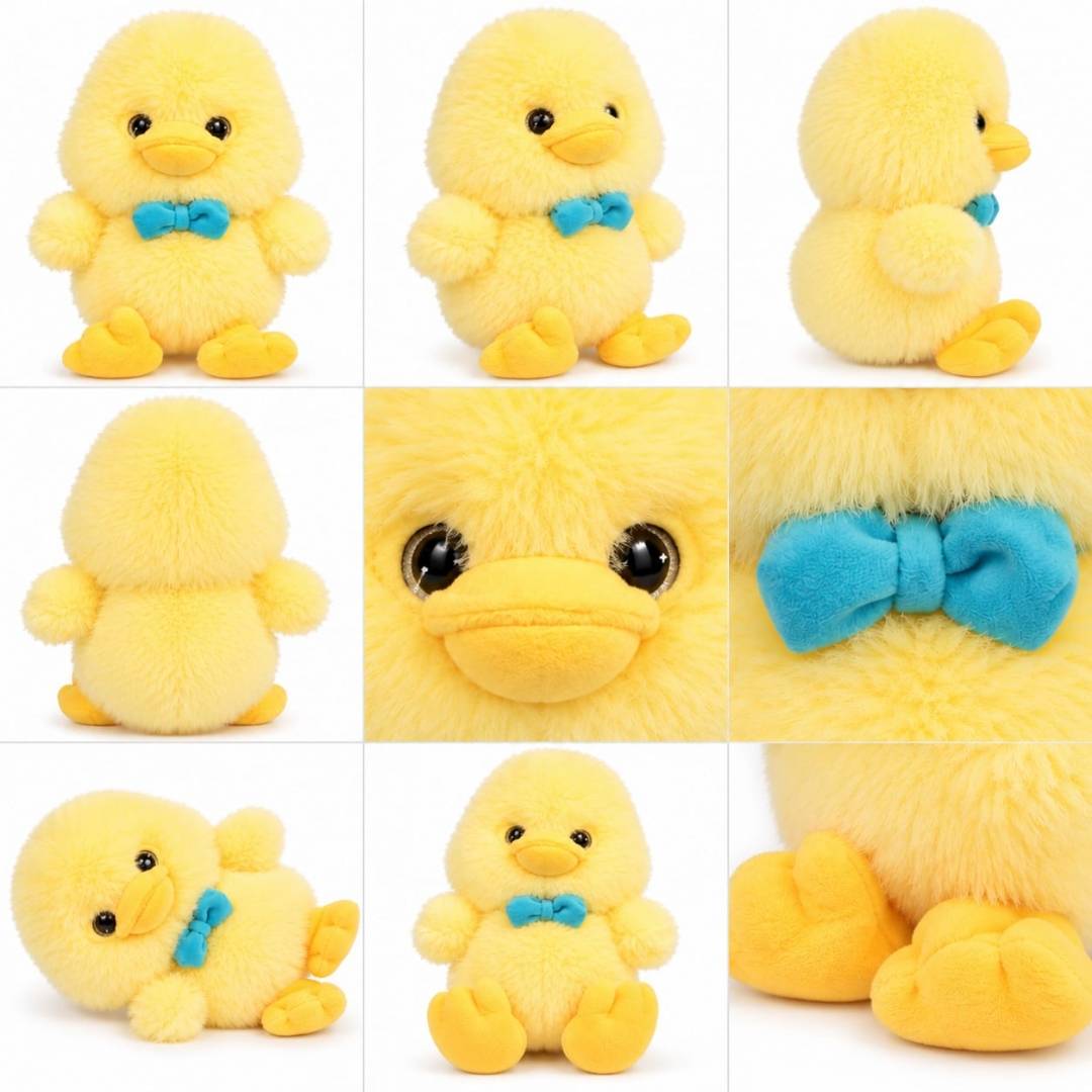 Jucărie de pluș Rățușcă, cu papion, 30 cm, galben
