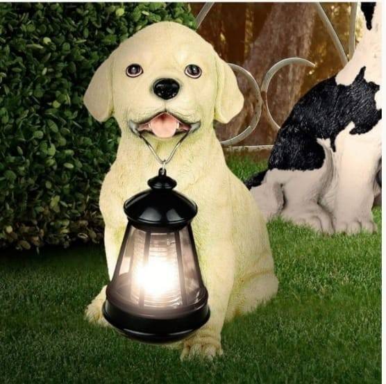 Lampa solara decorativa LED, model caine cu felinar