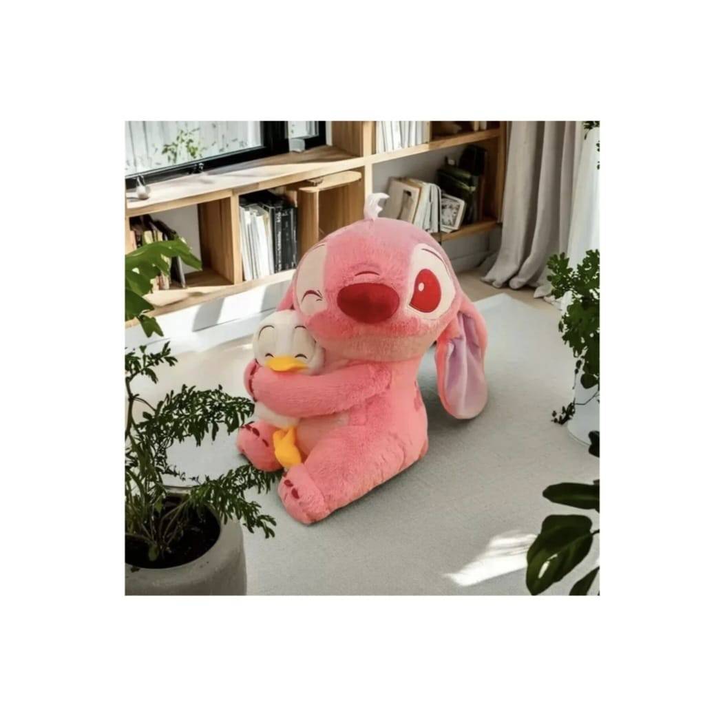 Lilo Stitch de plus, cu ratusca, roz/multicolor, 40 cm