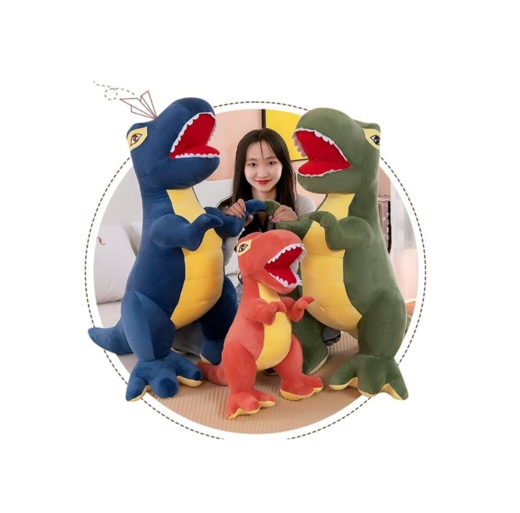 Mascota de plus, T-rex, MASHASHOP, albastru, 65 cm