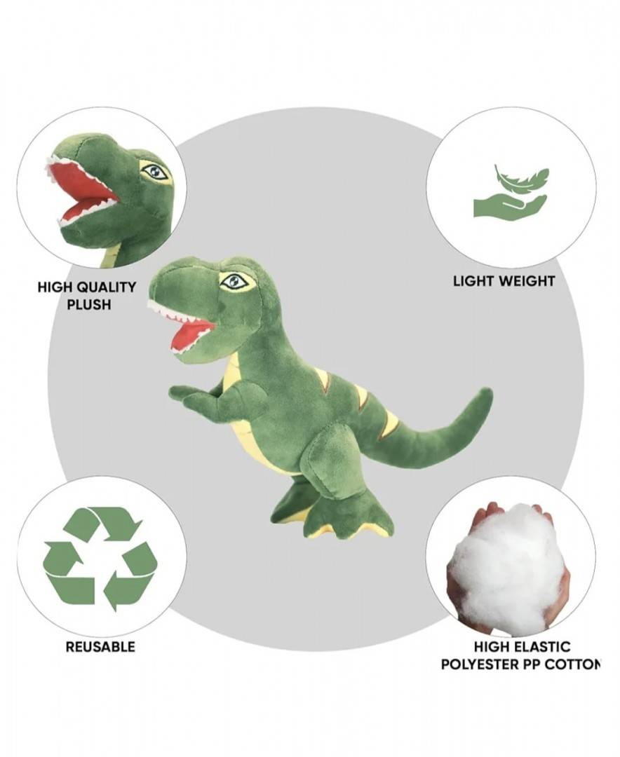 Mascota de plus, T-rex, MASHASHOP, verde, 29 cm