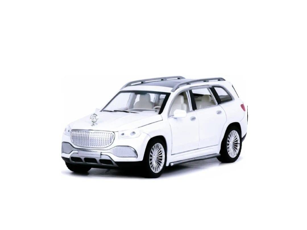 Masina metal mecanica, model Mercedes Maybach GLS 600, scara 1:24, sunete, usi mobile, capota mobila, portbagaj mobil, alb, 20 cm