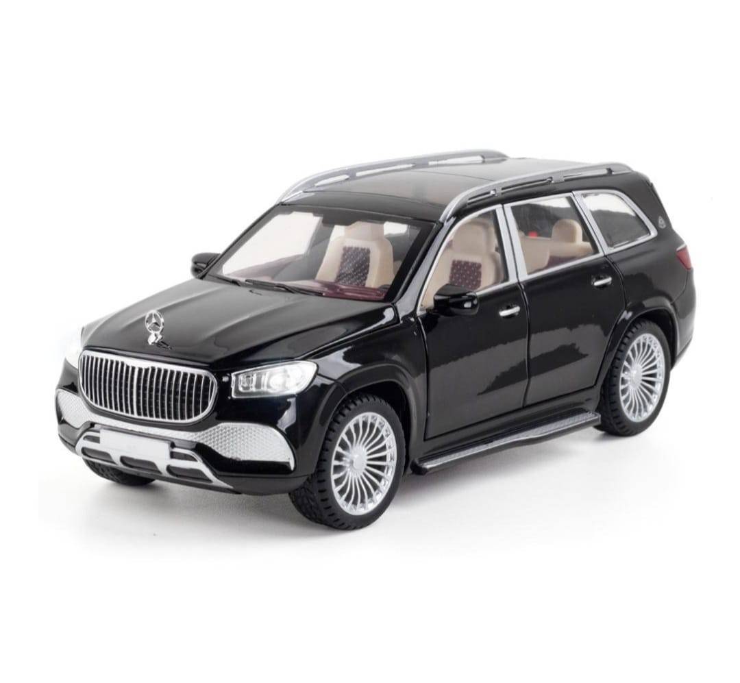 Masina metal mecanica, model Mercedes Maybach GLS 600, scara 1:24, sunete, usi mobile, capota mobila, portbagaj mobil, negru, 20 cm
