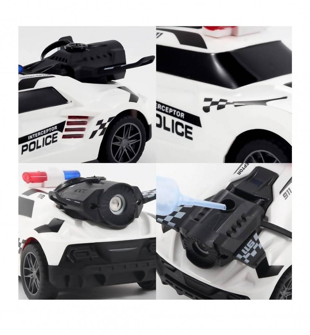  Masinuta cu telecomanda, Politie, scoate fum, scara 1:18, lumineaza farurile, stanga, dreapta, alb, 18 cm