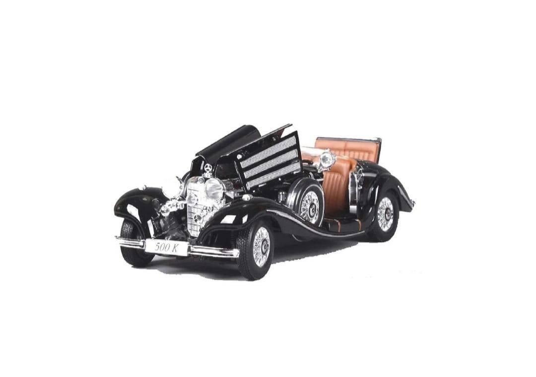 Masinuta Mercedes-Benz 500k Specialroadster 1936, Premiere Edition, scoate fum, negru, 22 cm